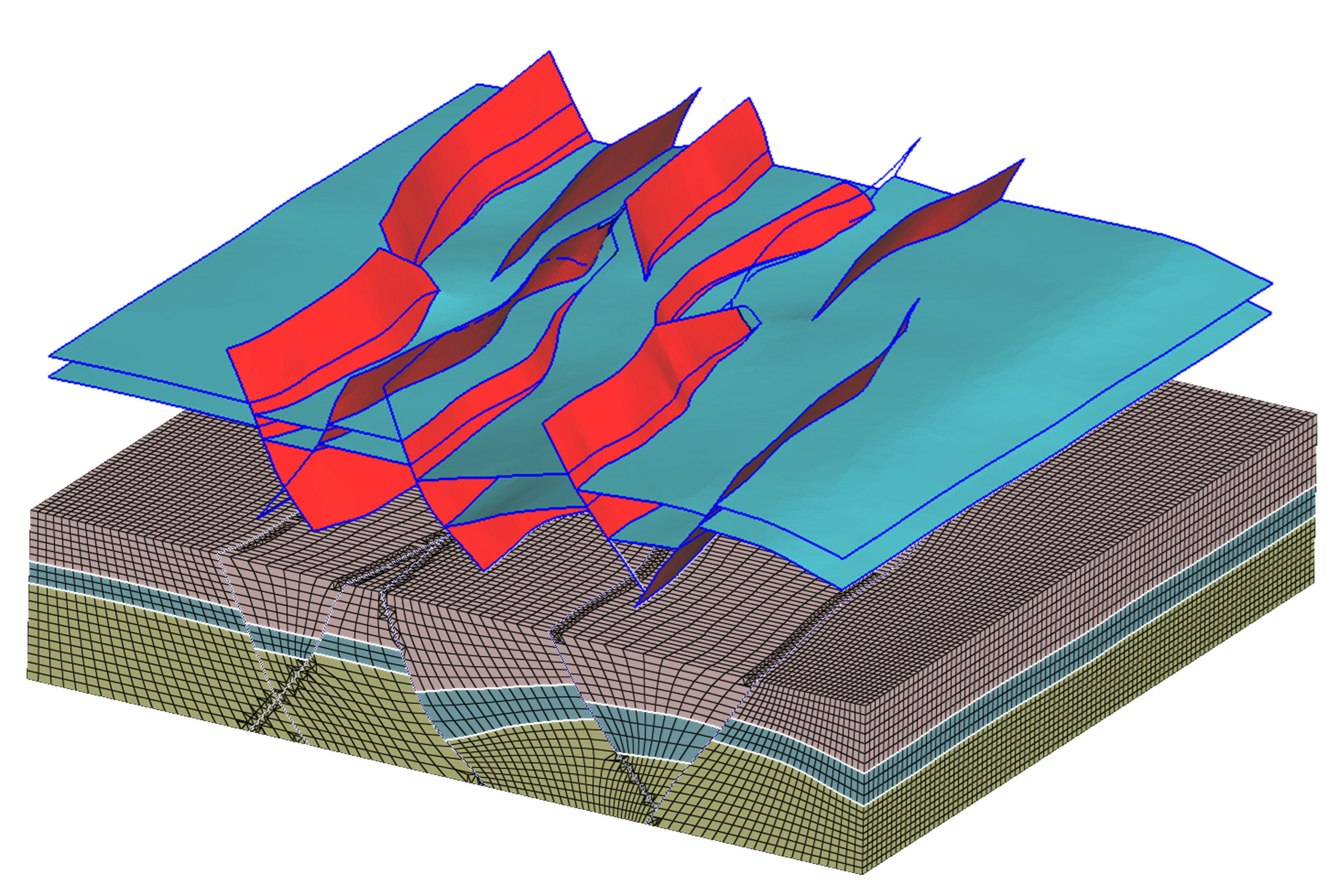 To run a numerical simulation, an underground space and its characteristic surfaces are divided up into geometric units, with the overall picture referred to as a “mesh”.